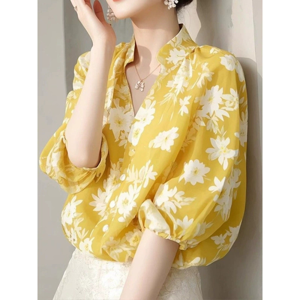 ZARA Spring Summer Women Printed Blouse European Style Fashion Youthful Top